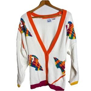 Vintage EP Pro Women’s V-neck Cardigan Golf Sweater Size Large 100% Cotton